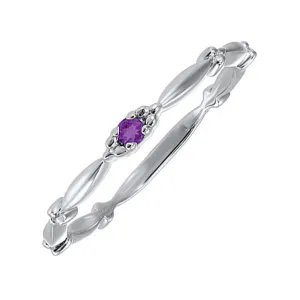 10KT White Gold Classic Book Birthstone Stackable Fashion Ring