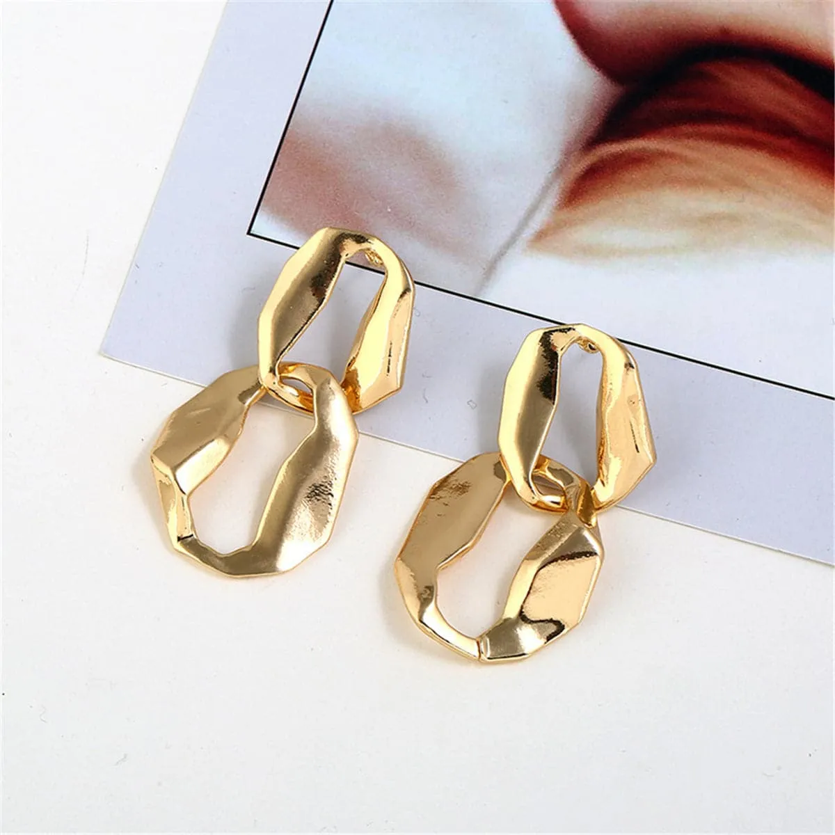 18K Gold-Plated Irregular Geometry Drop Earrings
