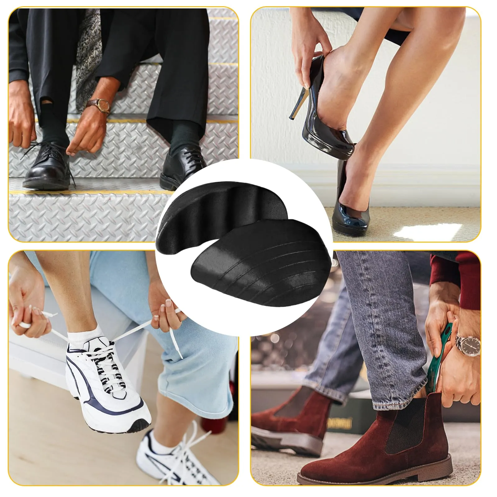 3 pairs of shoe filler inserts, toe filler inserts for shoes that are too large, insoles, adjustable shoe pads, toe cushions, for women, men, high heels, suit shoes, casual flats (black)