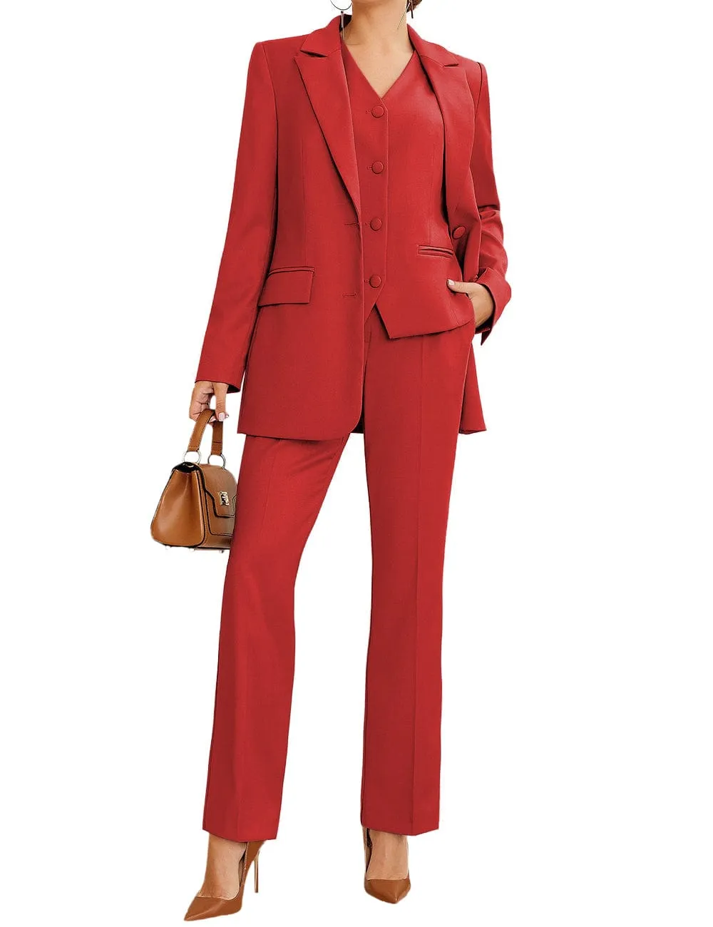 3 Piece Stylish Casual Peak Lapel Women's Suit