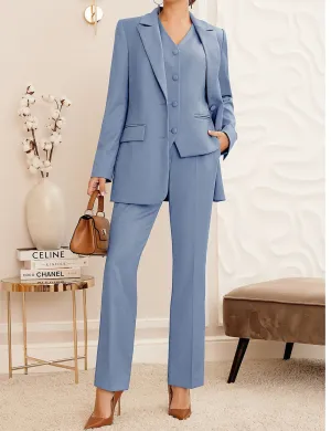 3 Piece Stylish Casual Peak Lapel Women's Suit