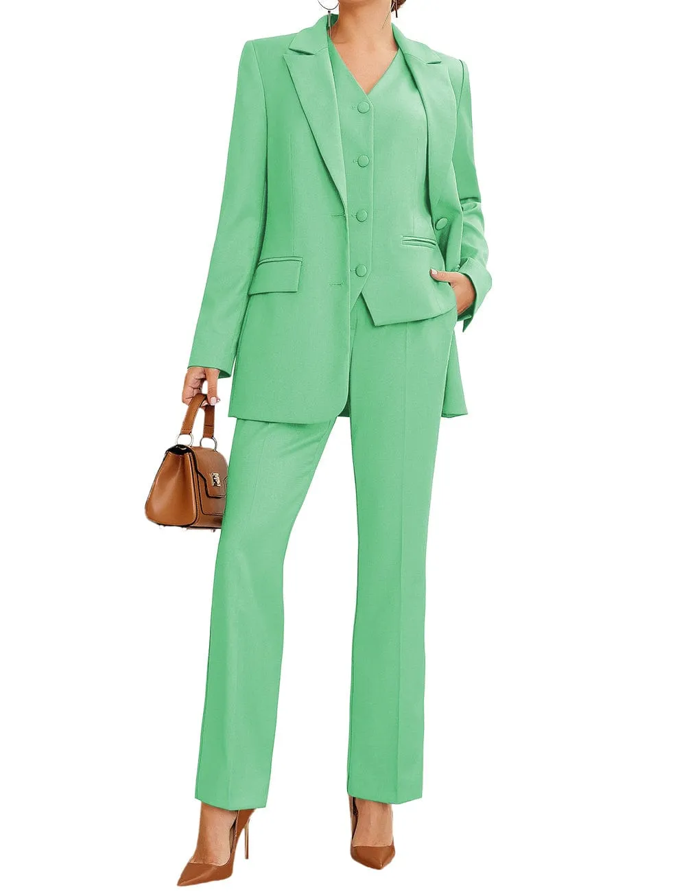 3 Piece Stylish Casual Peak Lapel Women's Suit