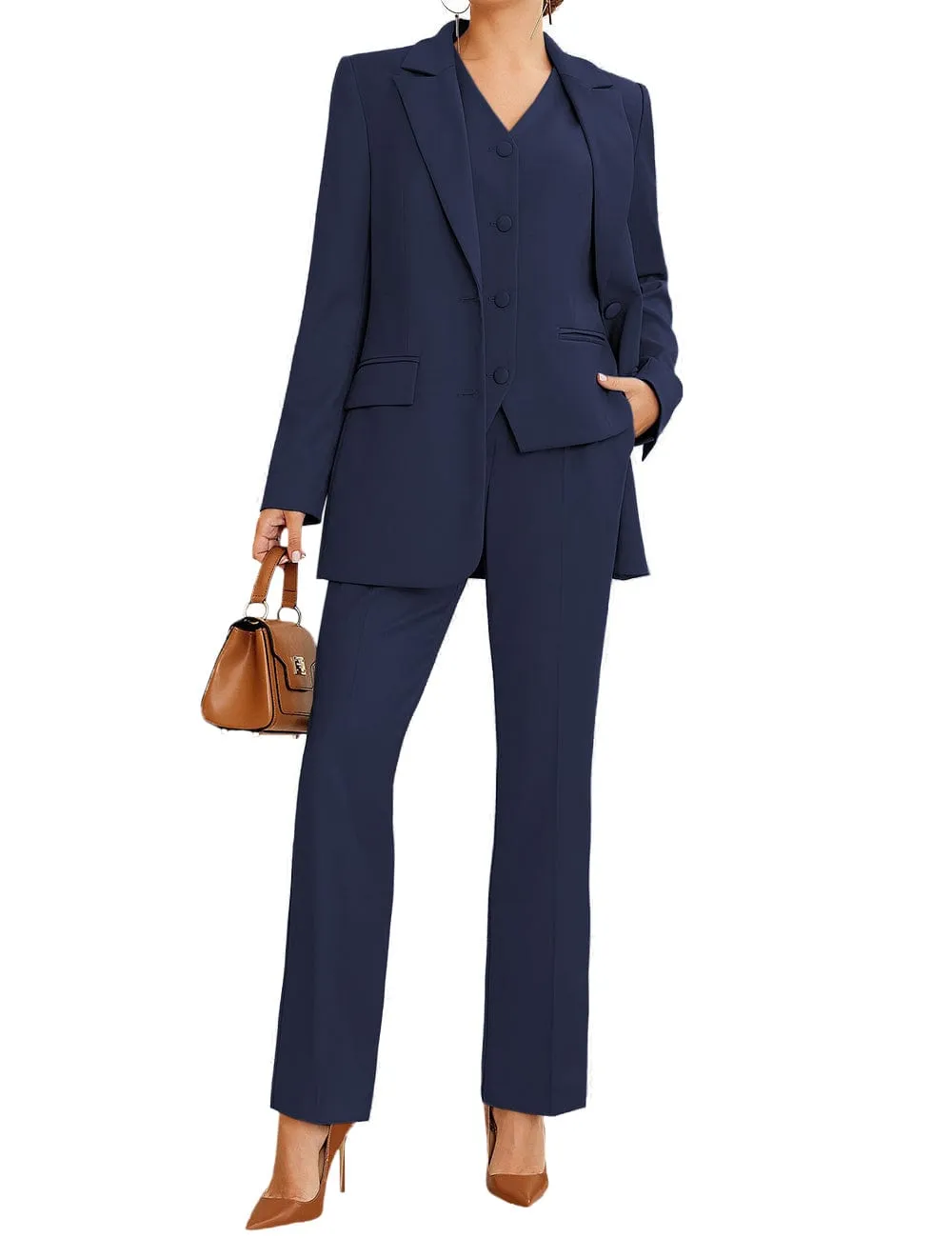 3 Piece Stylish Casual Peak Lapel Women's Suit