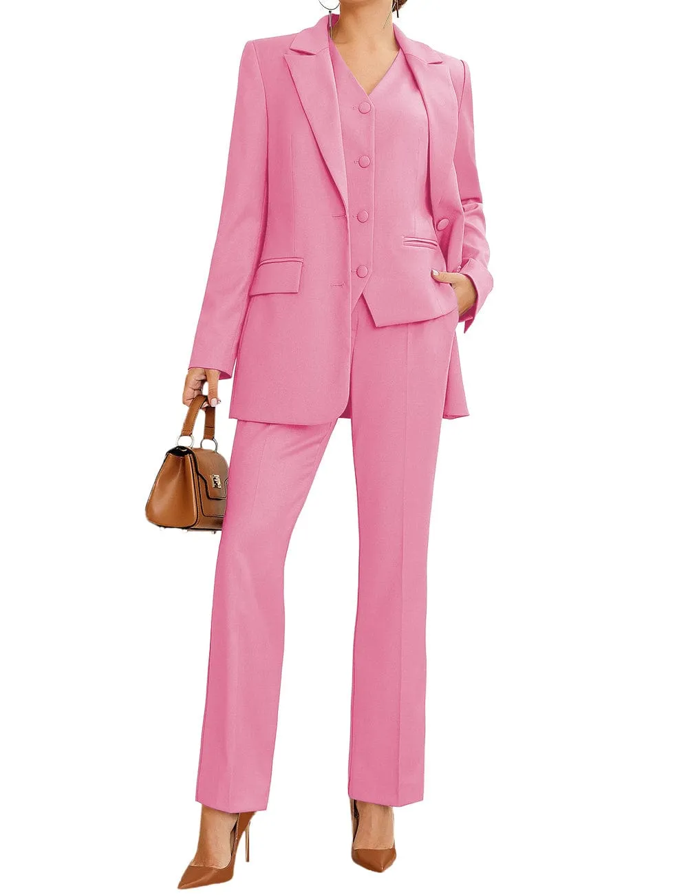 3 Piece Stylish Casual Peak Lapel Women's Suit