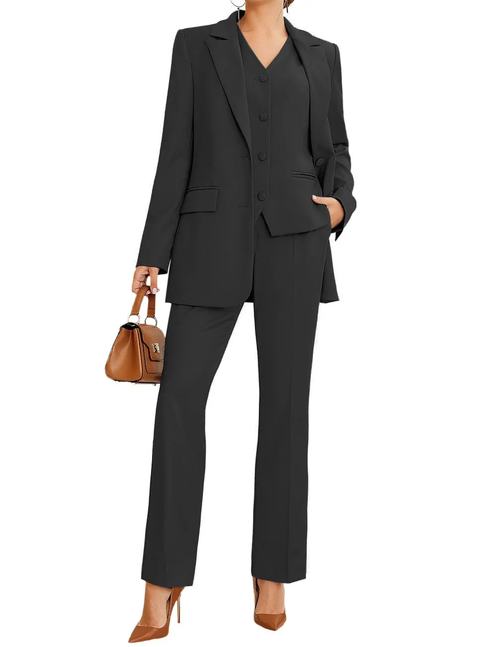 3 Piece Stylish Casual Peak Lapel Women's Suit