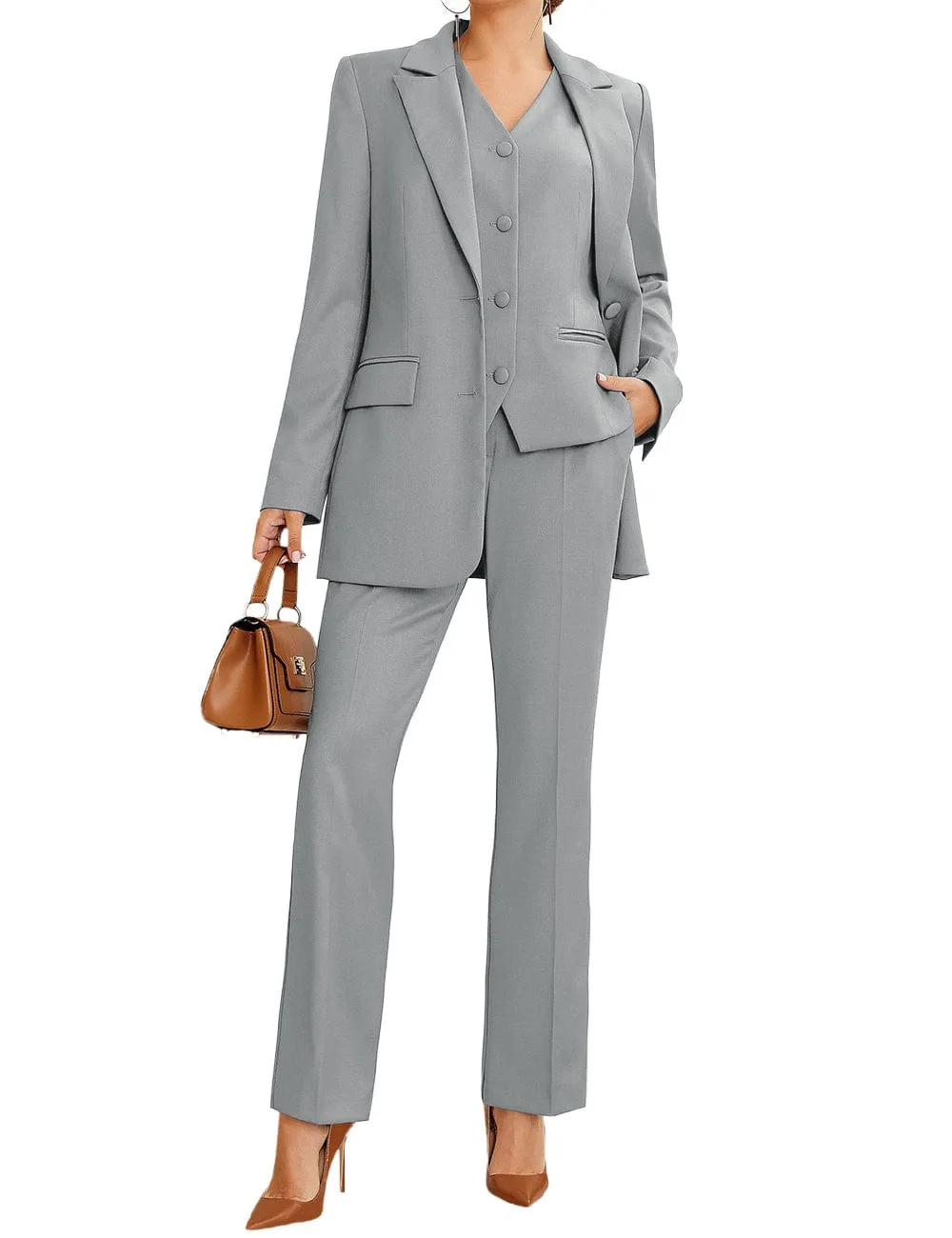 3 Piece Stylish Casual Peak Lapel Women's Suit