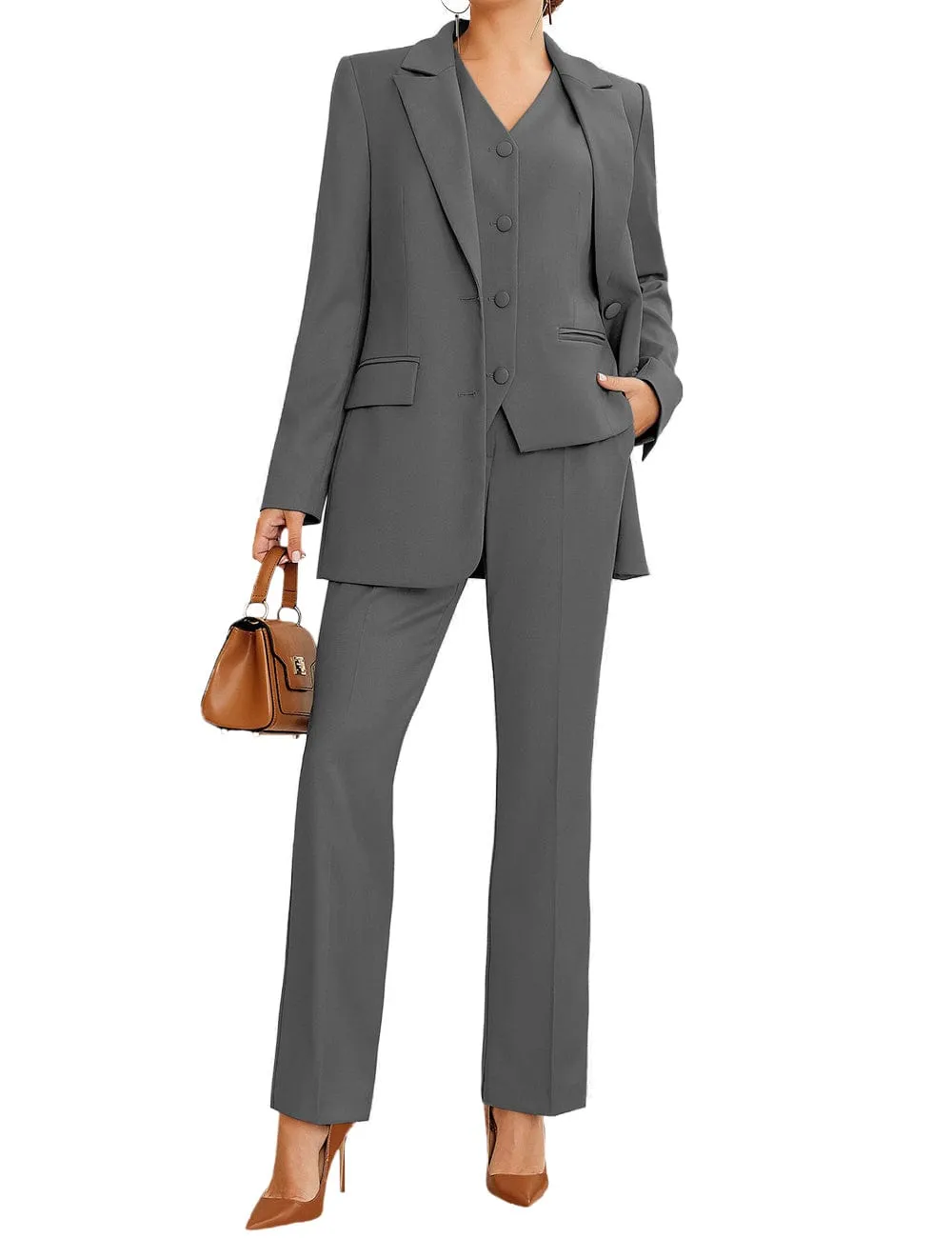 3 Piece Stylish Casual Peak Lapel Women's Suit