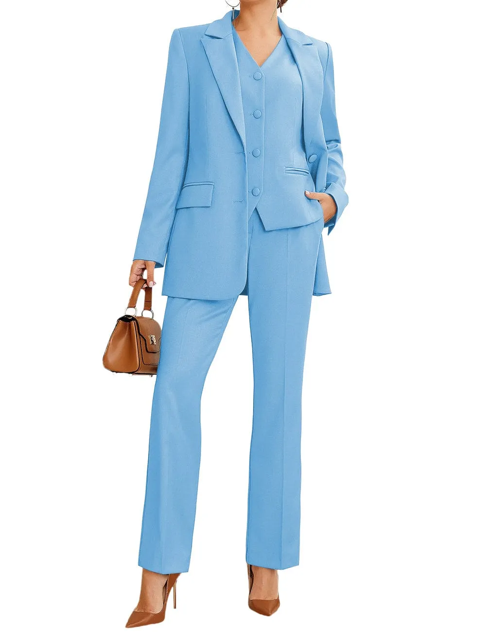 3 Piece Stylish Casual Peak Lapel Women's Suit