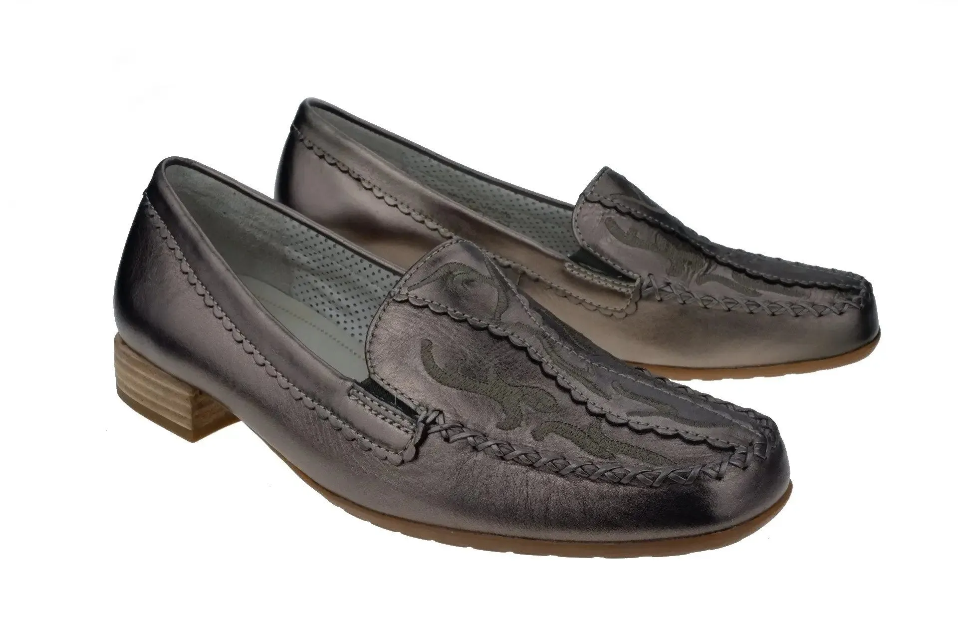 '86.323.90' women's moccasin - silver brons