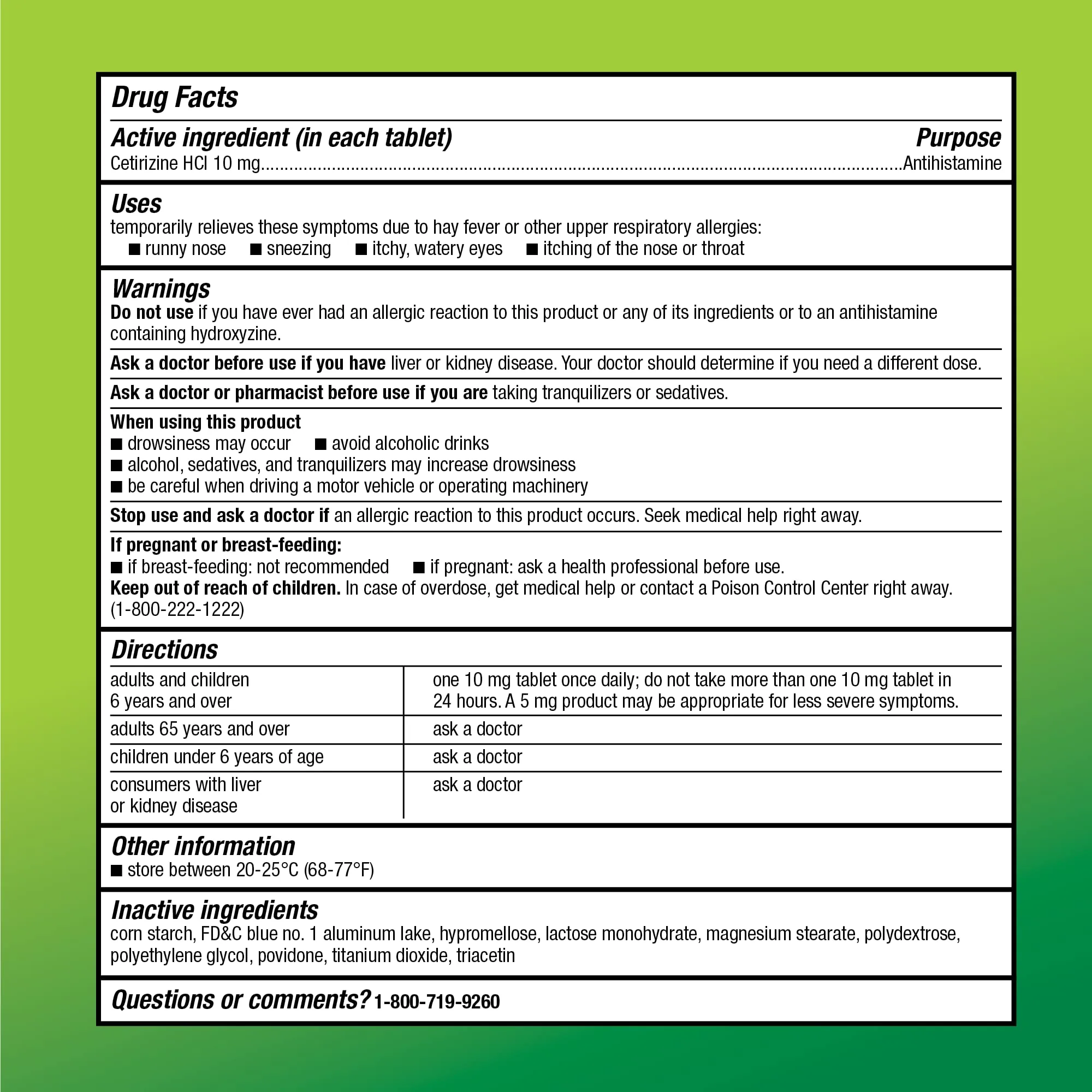 Amazon Basic Care 24 Hour Allergy Relief, Cetirizine Hydrochloride Tablets, 10 mg, 300 Count