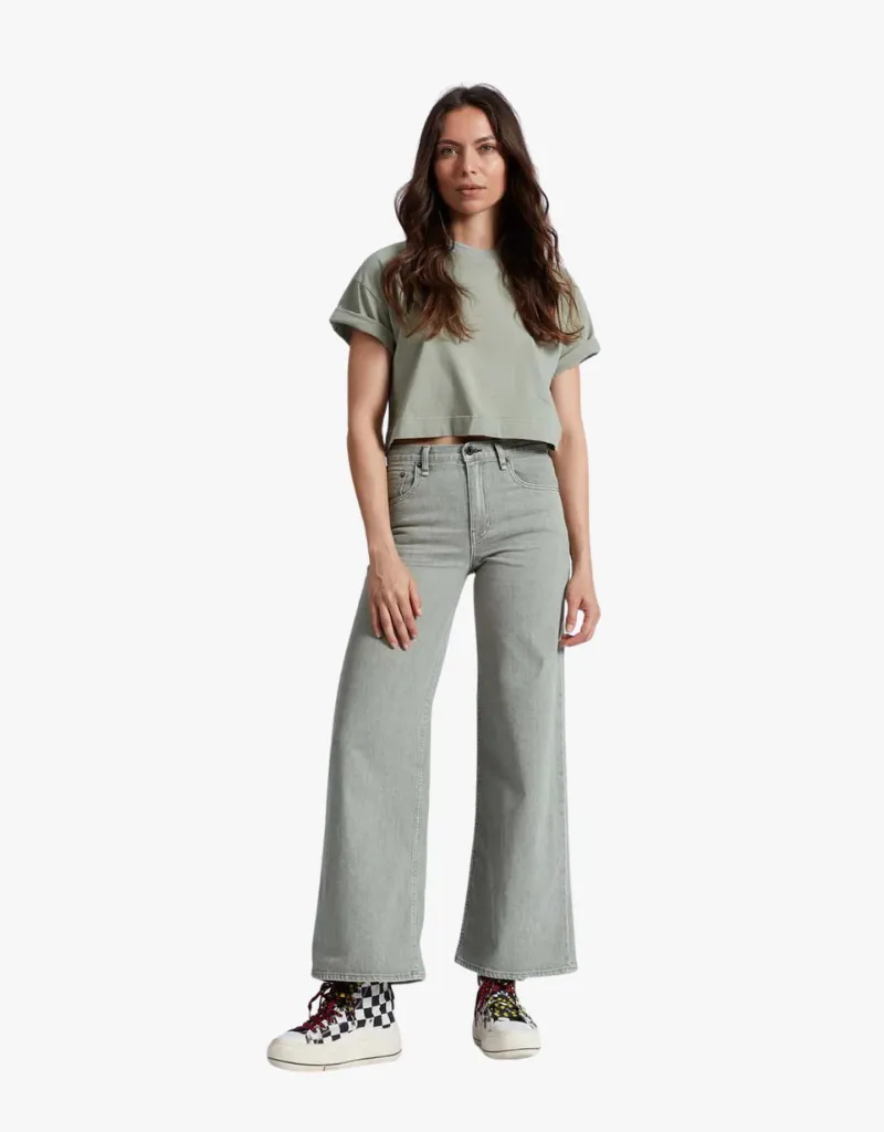 ASKK NY Pistachio Slim Wide Leg Jeans in Paris