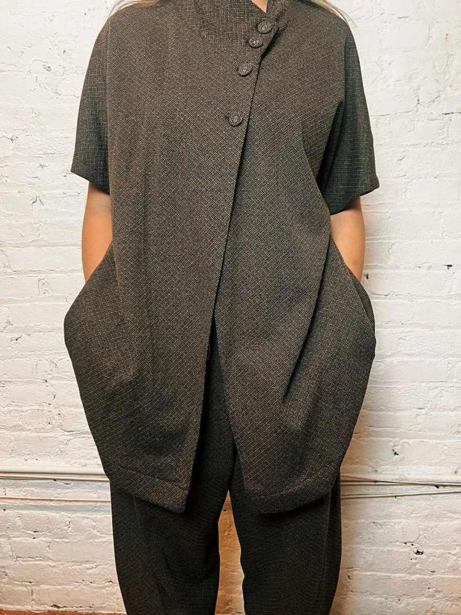 Asymetrical Buttoned Short Sleeve Shirt