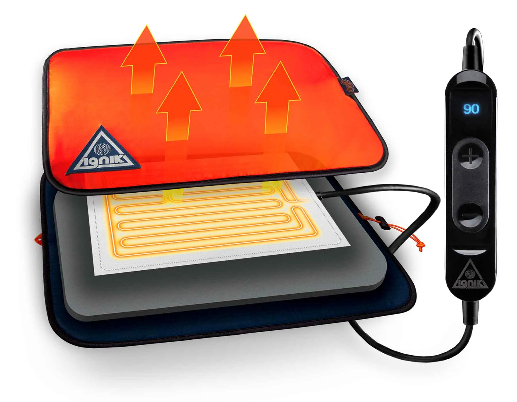 Backside Heated Seat Pad - Orange/Blue