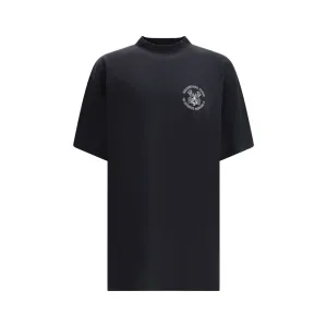 Balenciaga Men Black T-Shirt Fabric Crew Neck Oversized Short Sleeves Casual Top
