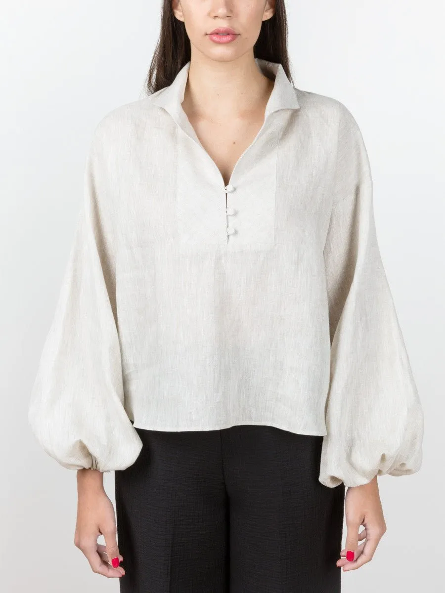 balloon sleeve blouse - oatmeal