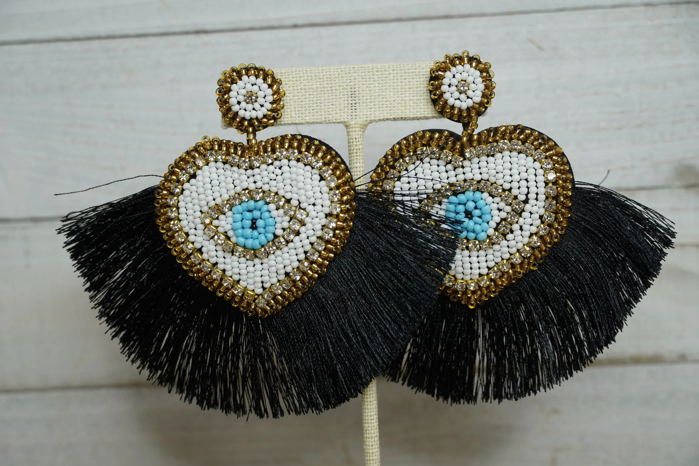 Beaded Evil Eye and Tassel Fringe 230-22 | Erika Williner Designs