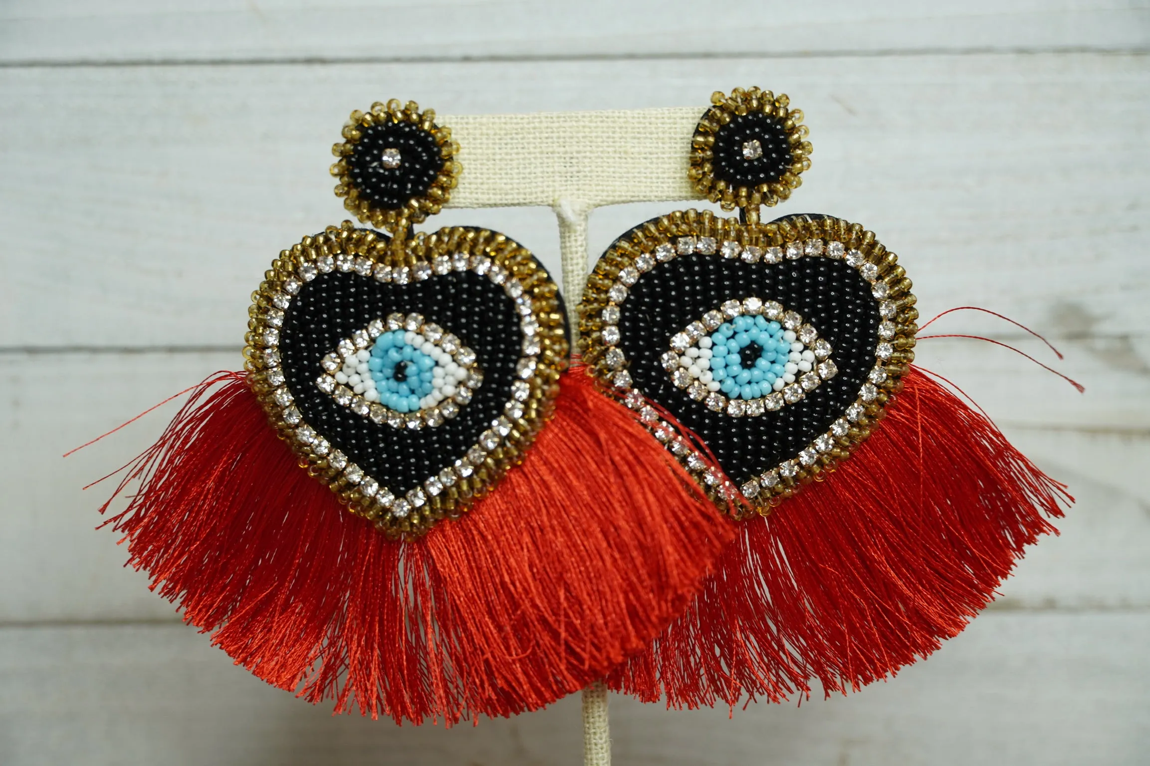 Beaded Evil Eye and Tassel Fringe 230-22 | Erika Williner Designs