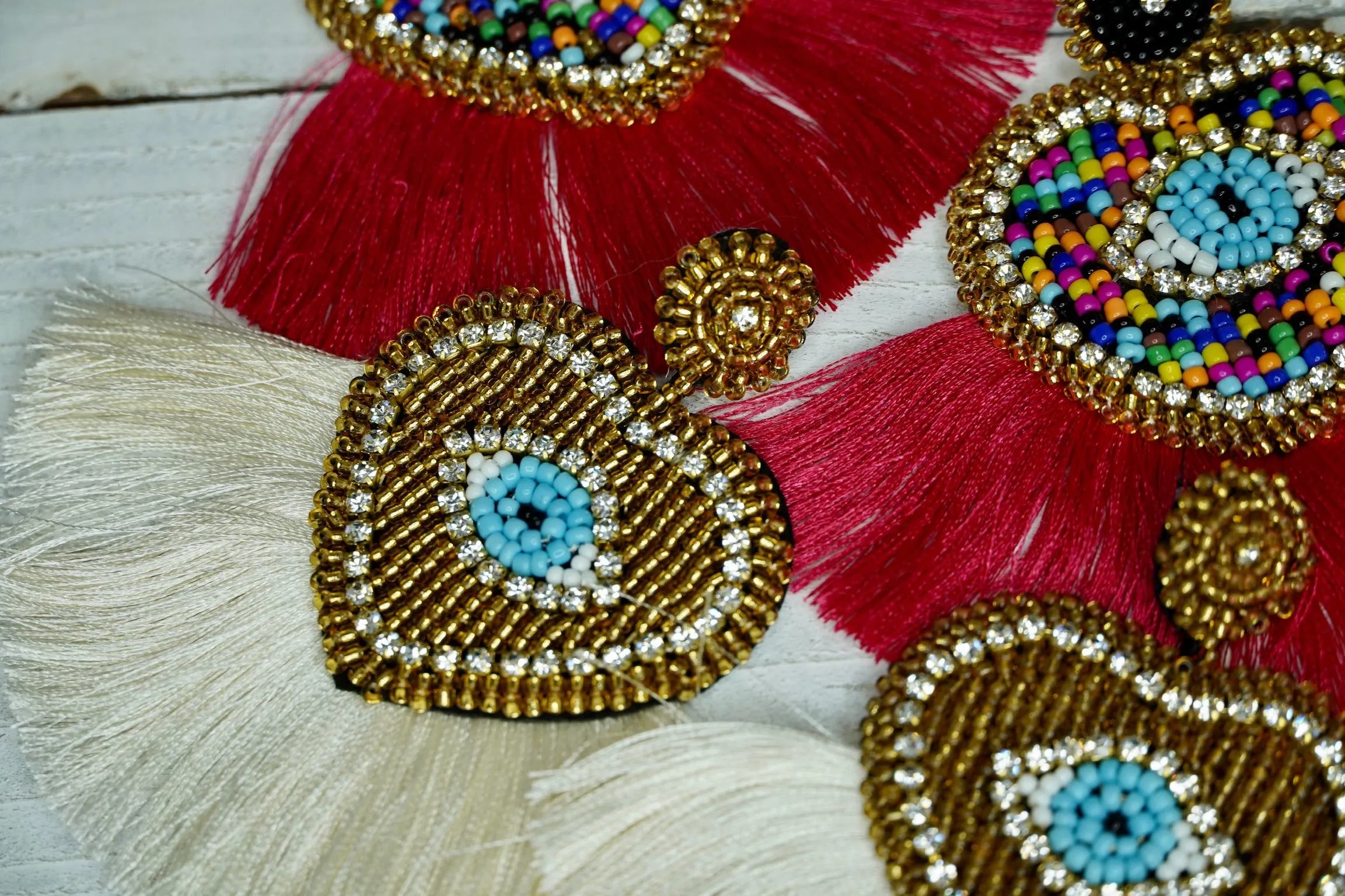 Beaded Evil Eye and Tassel Fringe 230-22 | Erika Williner Designs