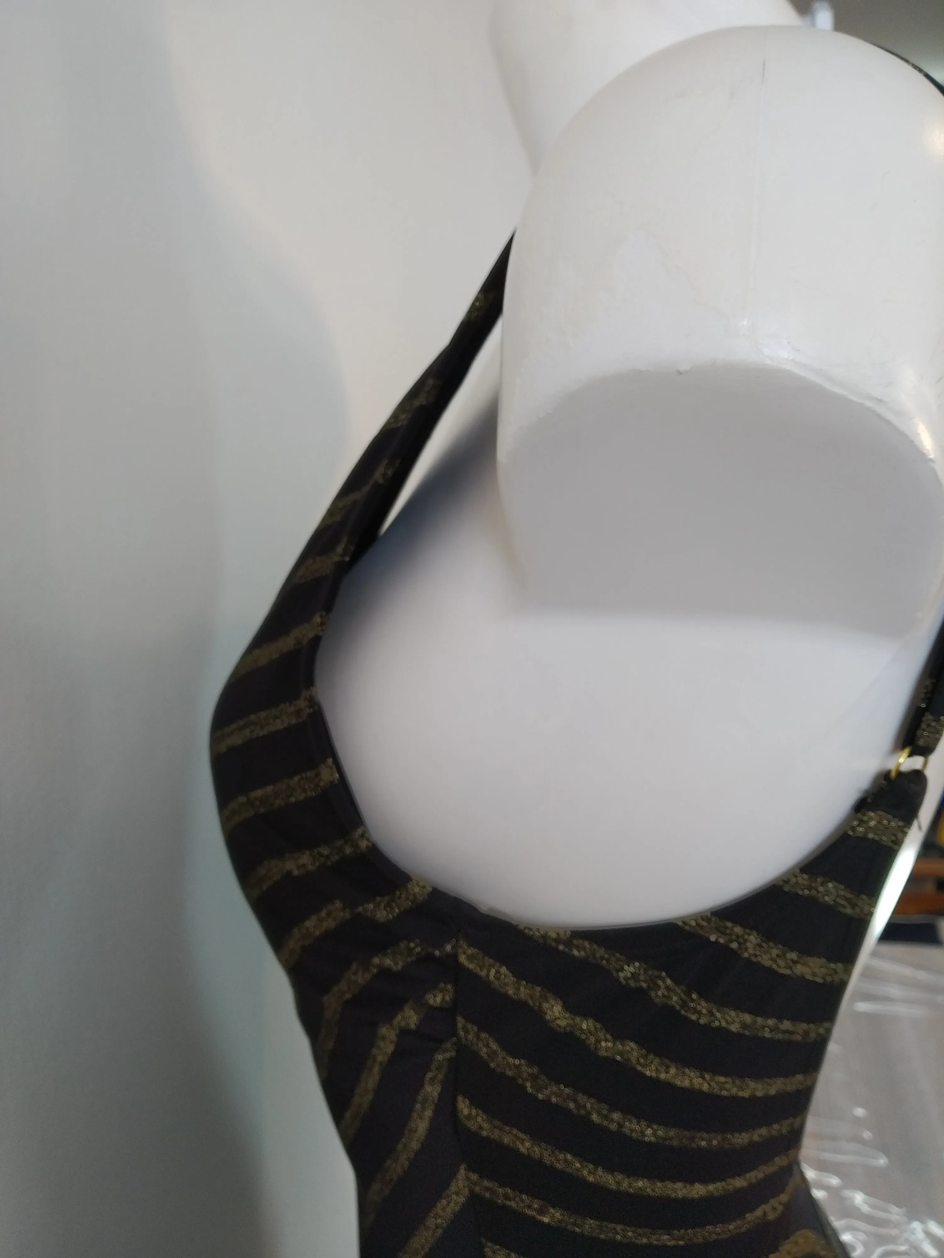 Black and Gold deep V Swimsuit