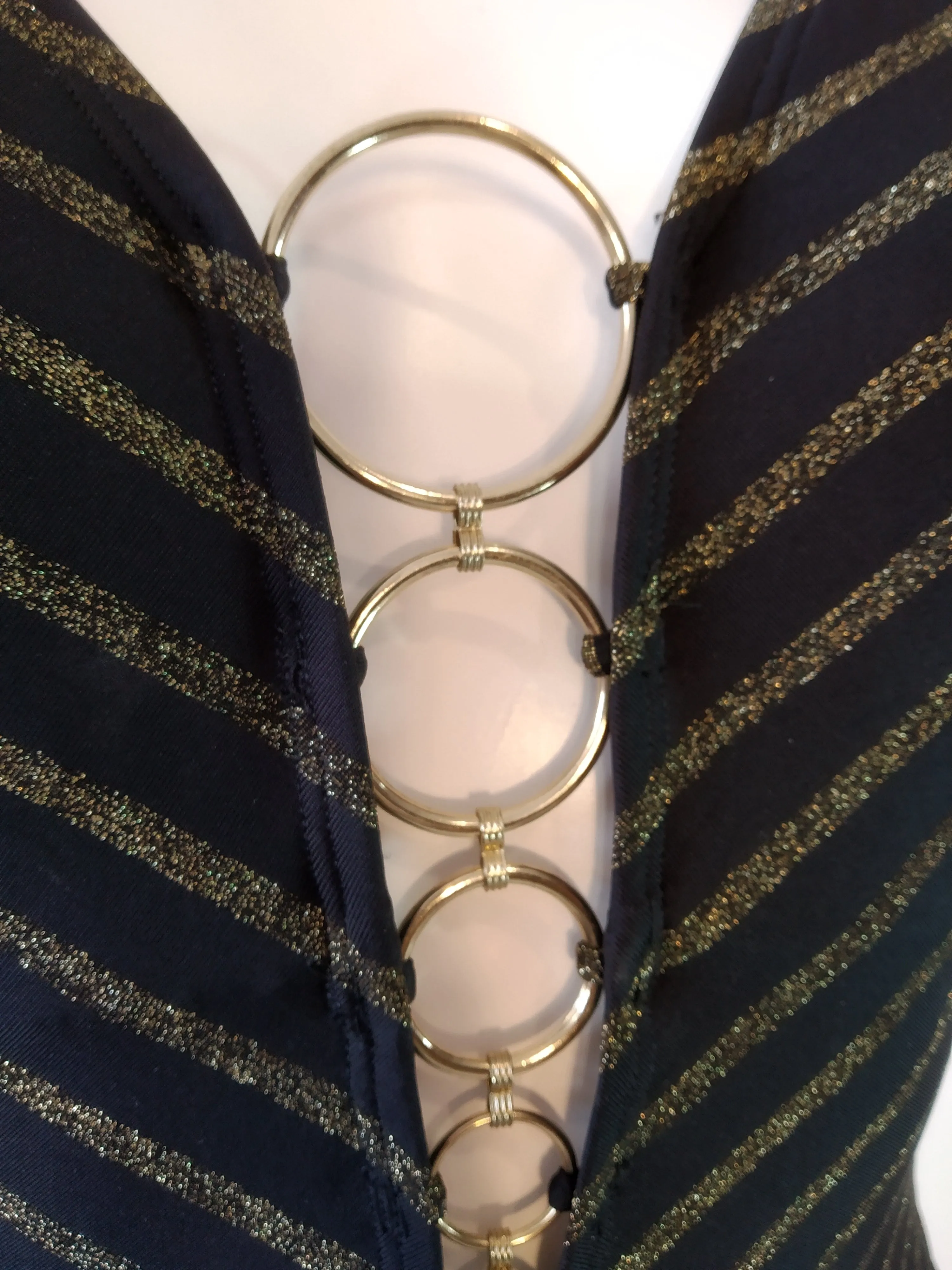 Black and Gold deep V Swimsuit