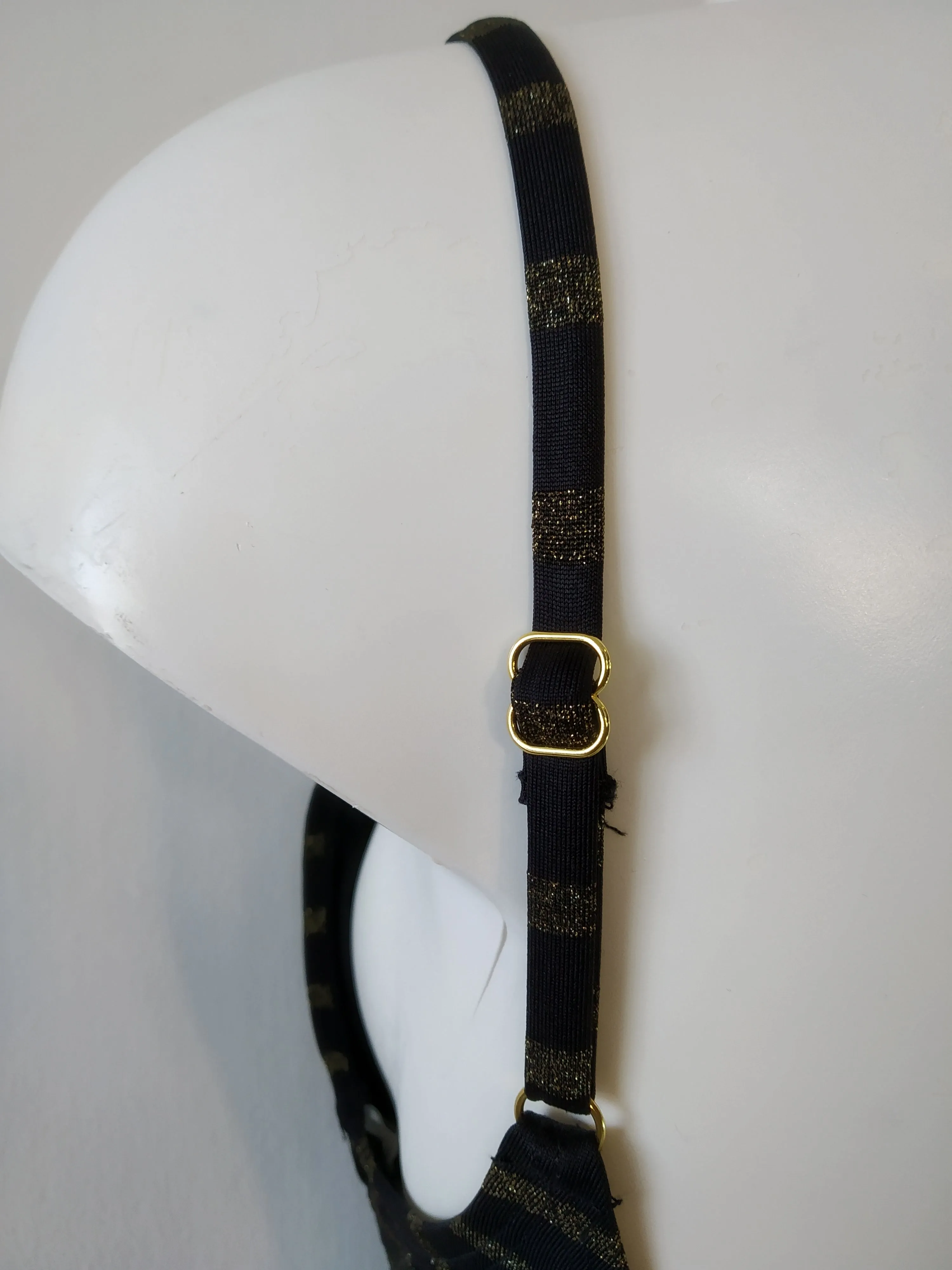 Black and Gold deep V Swimsuit