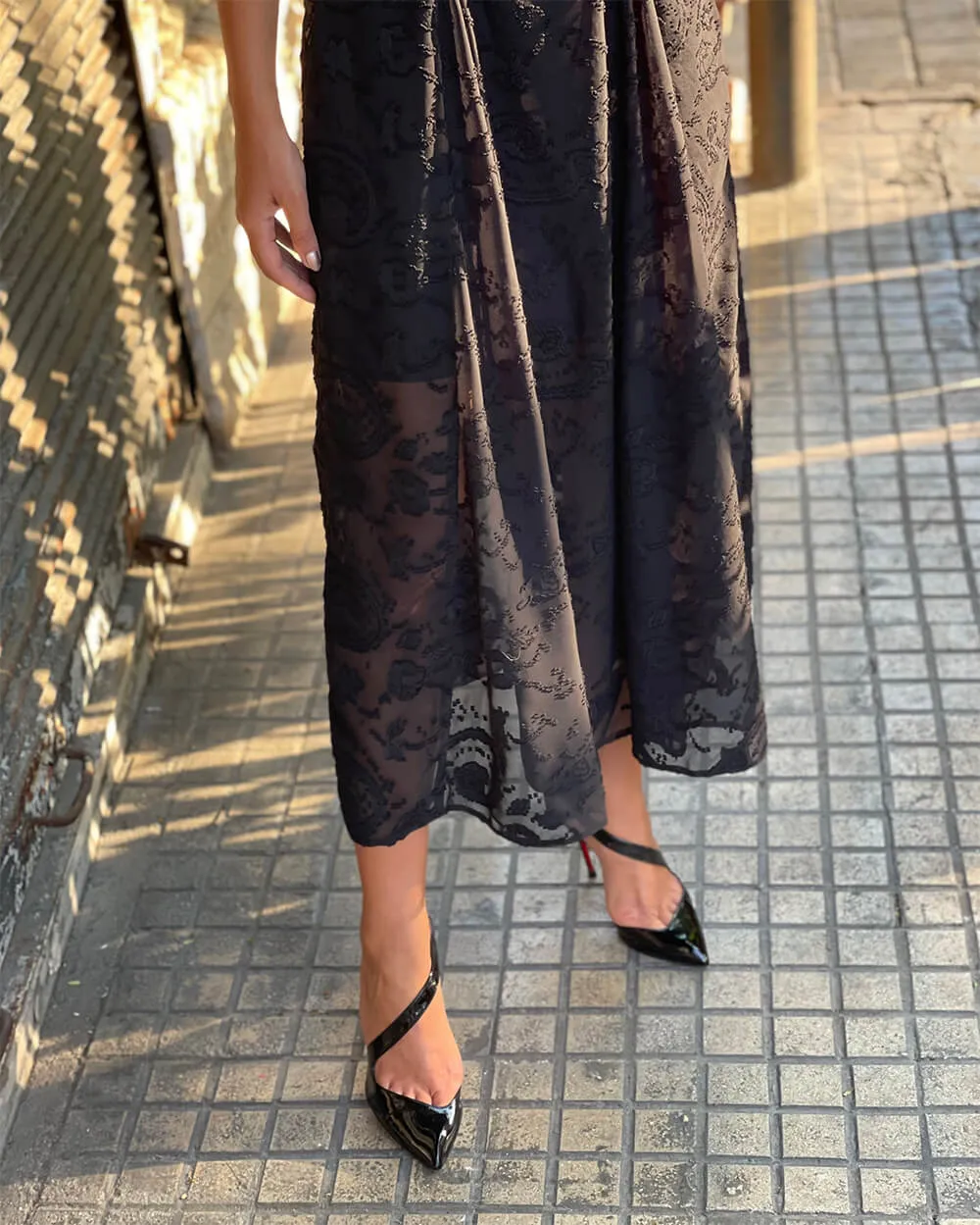 Black Evening Lace Maxi Dress