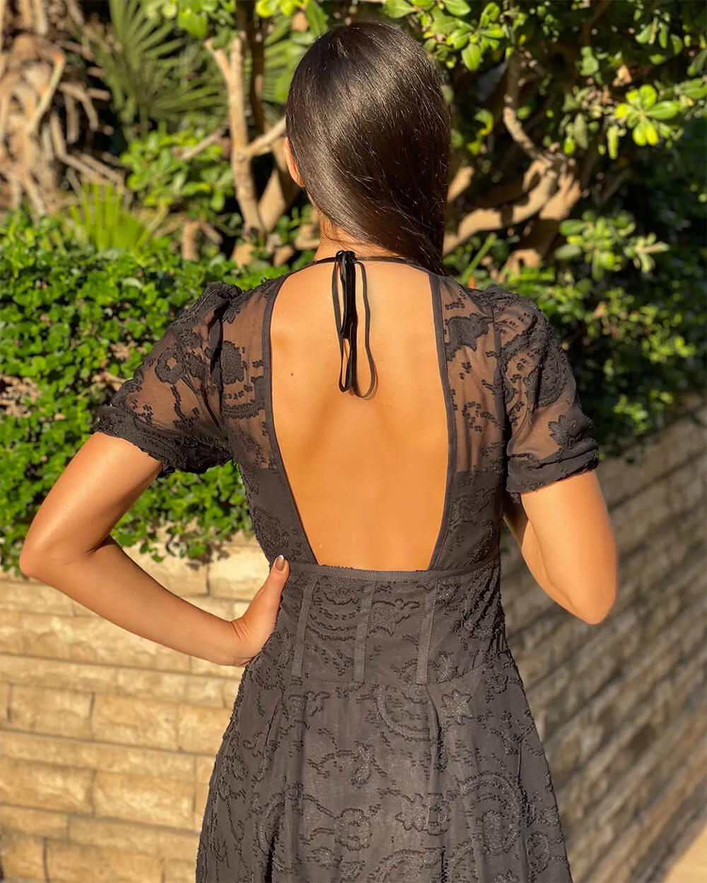Black Evening Lace Maxi Dress