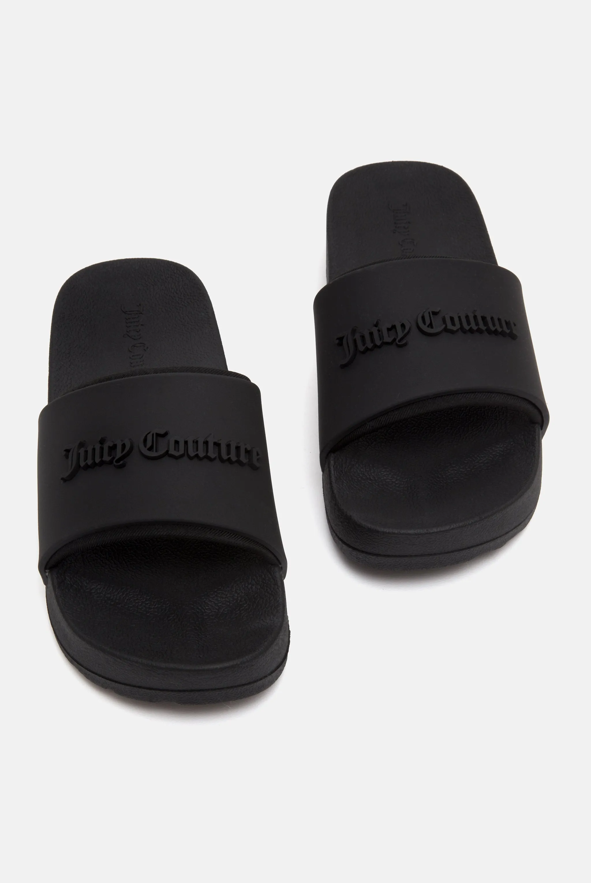 BLACK STACKED EMBOSSED SLIDERS