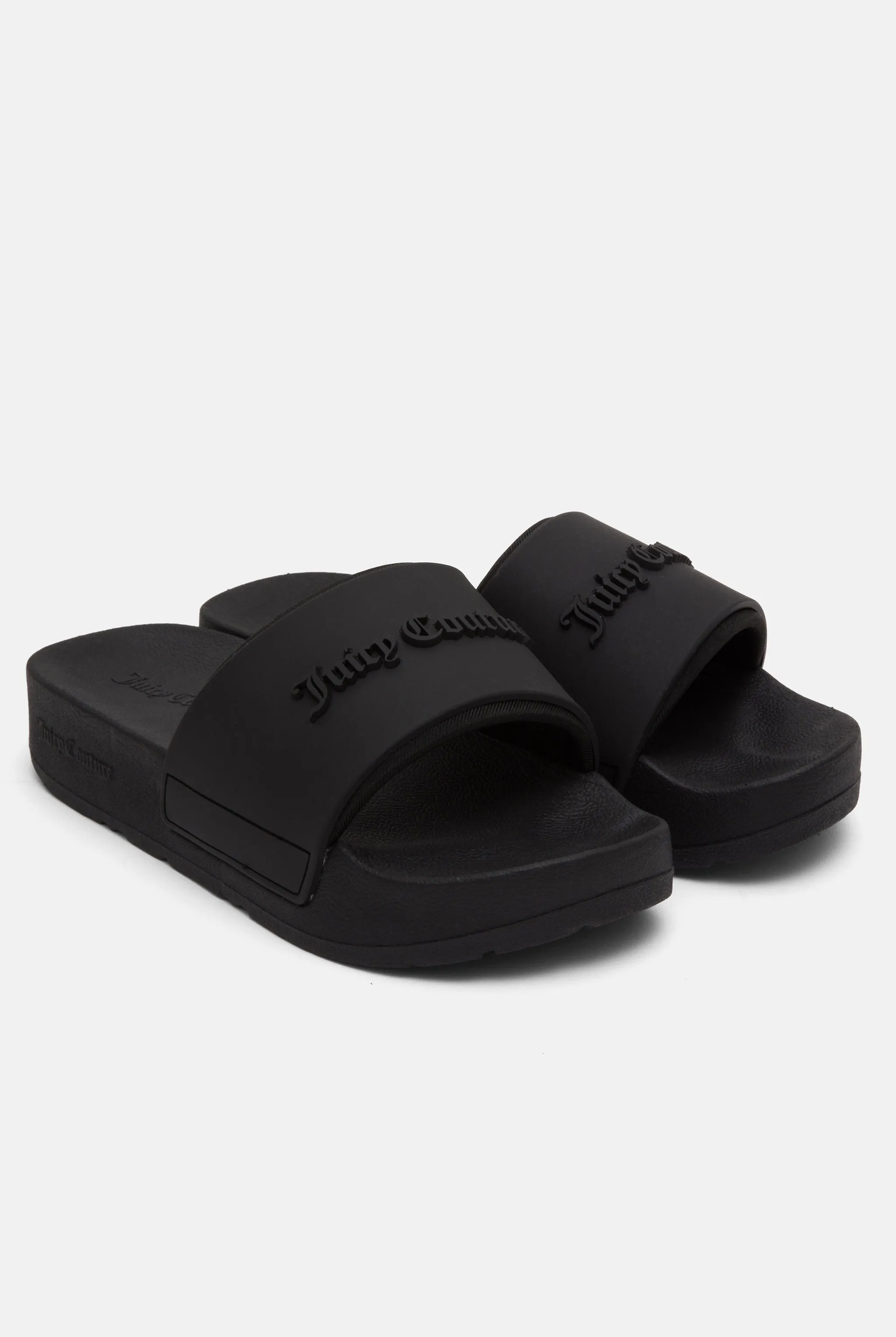 BLACK STACKED EMBOSSED SLIDERS