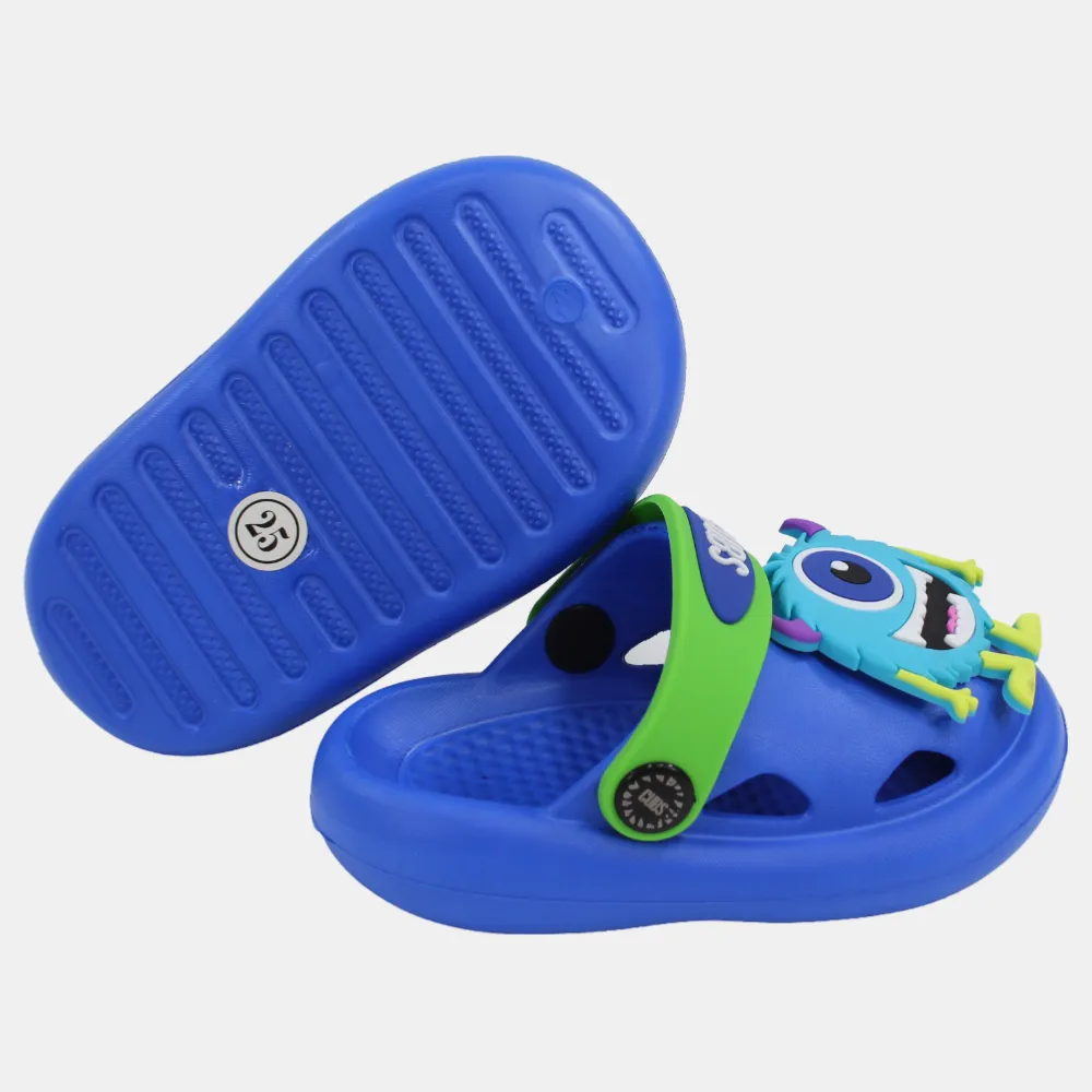 Boys Rubber Clogs - Blue with Monster Design