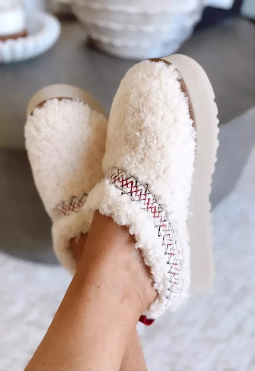 Braided Shearling Slippers