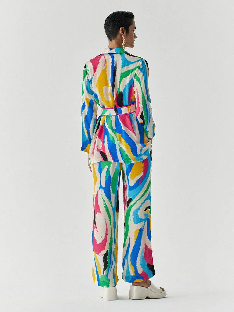 Brush Stroke Blazer & Pants Set