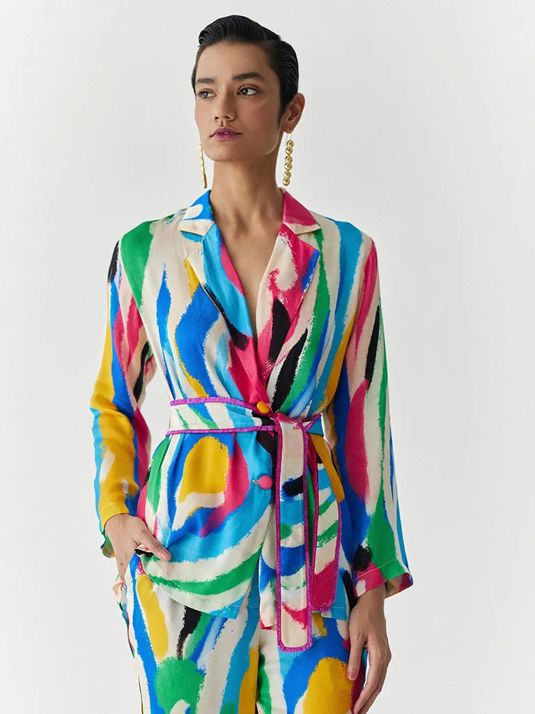 Brush Stroke Blazer & Pants Set