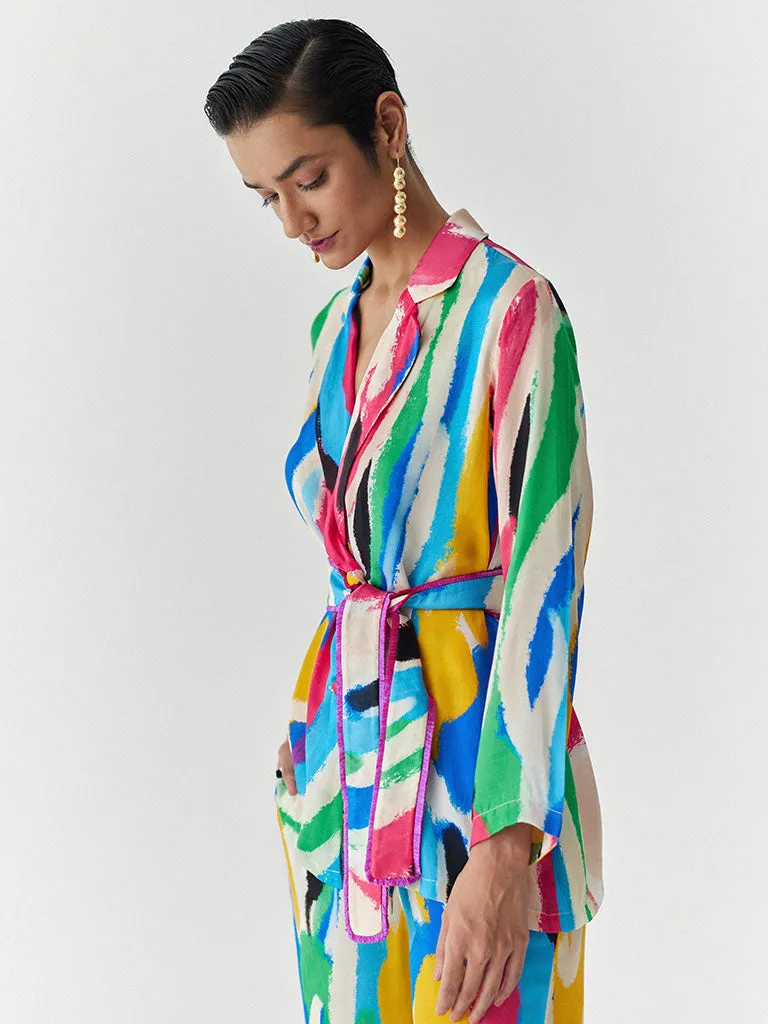 Brush Stroke Blazer & Pants Set