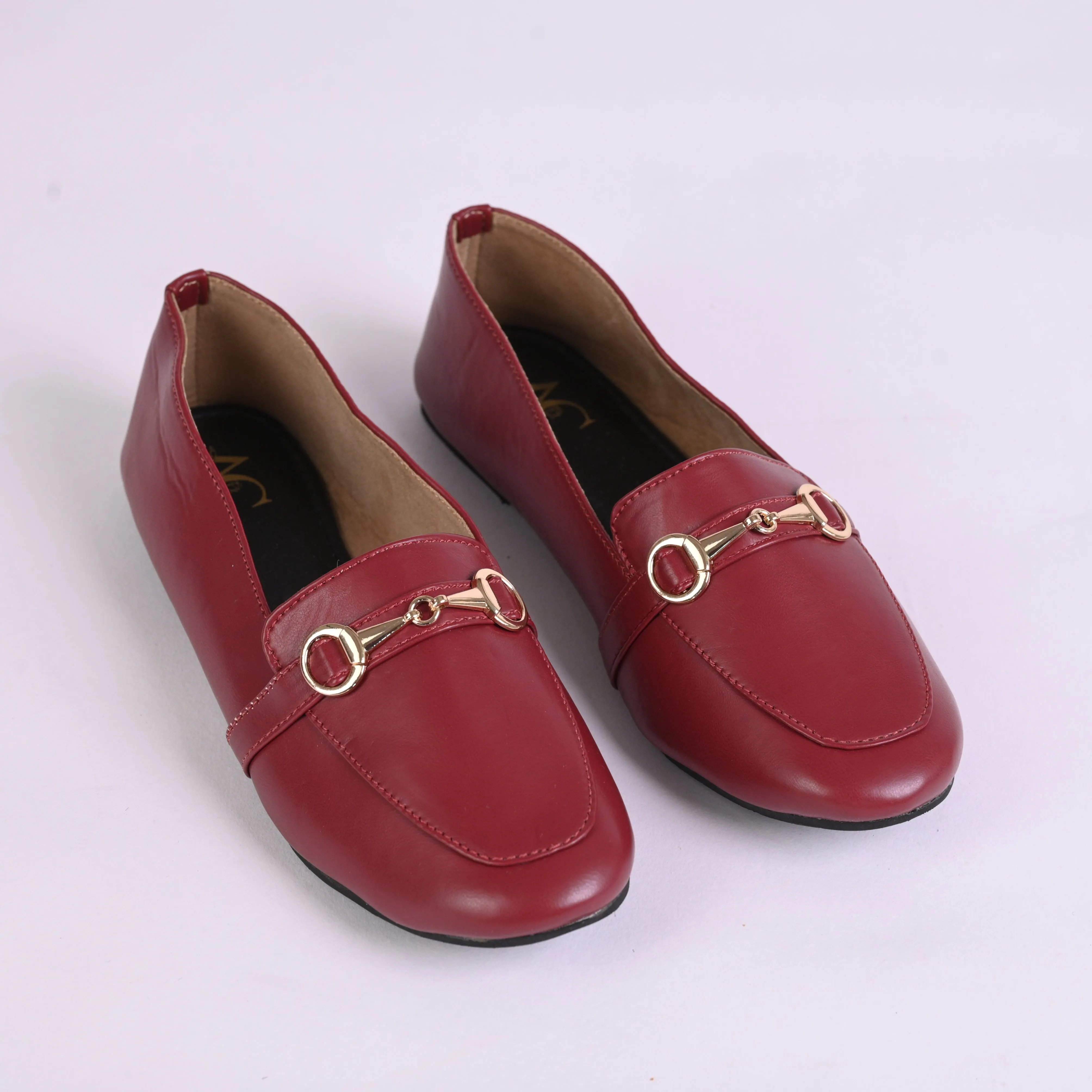 Buckled Casual Women Loafers (Deep Maroon)