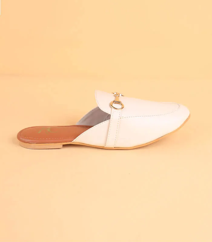 Buckled Mules For Girls – Cream Color