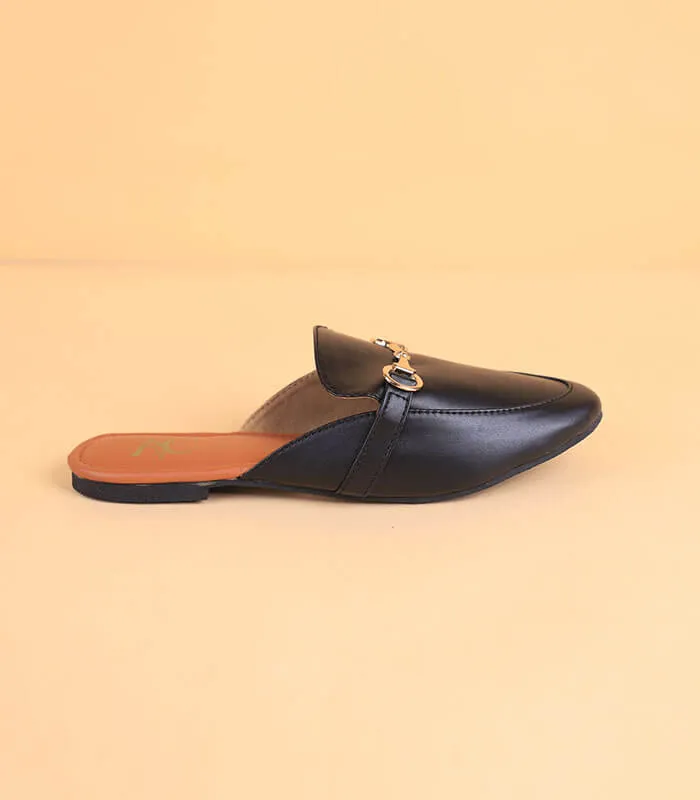 Buckled Women Mules – Black Color