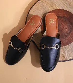 Buckled Women Mules – Black Color