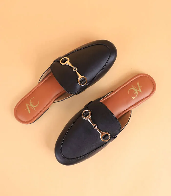 Buckled Women Mules – Black Color