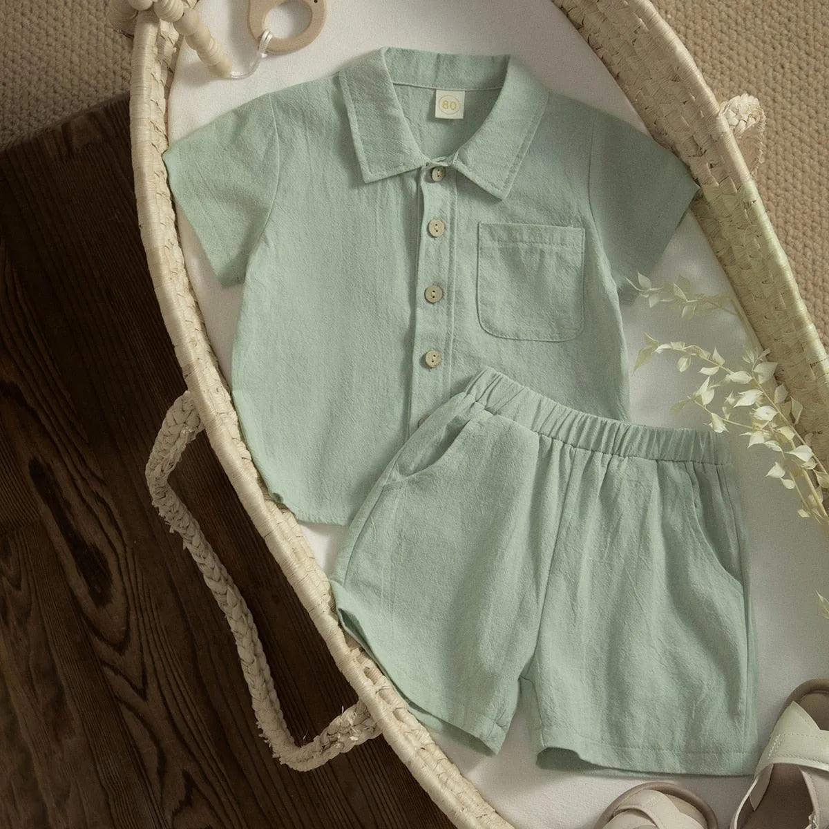 Button-Down T-shirt & Shorts Set