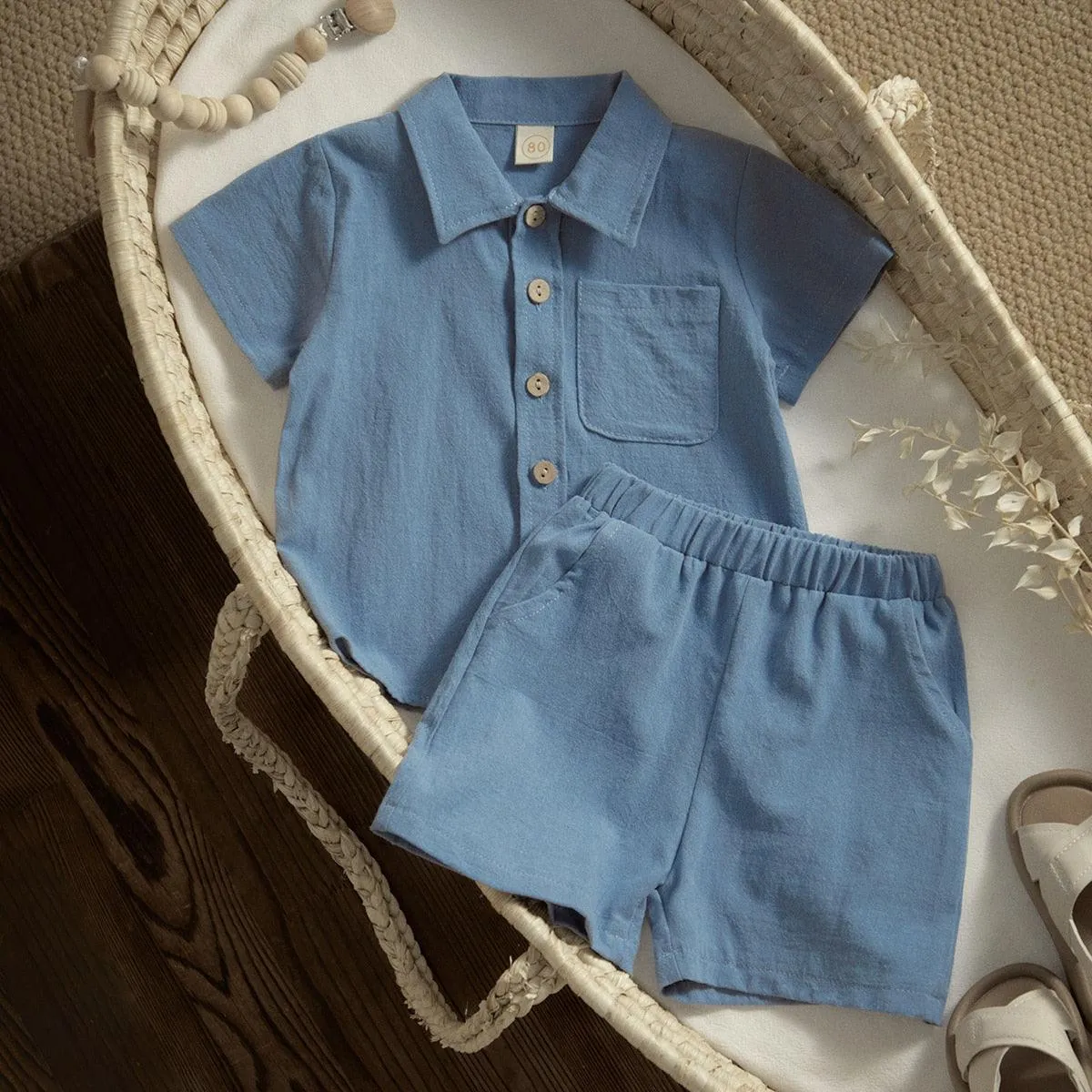 Button-Down T-shirt & Shorts Set