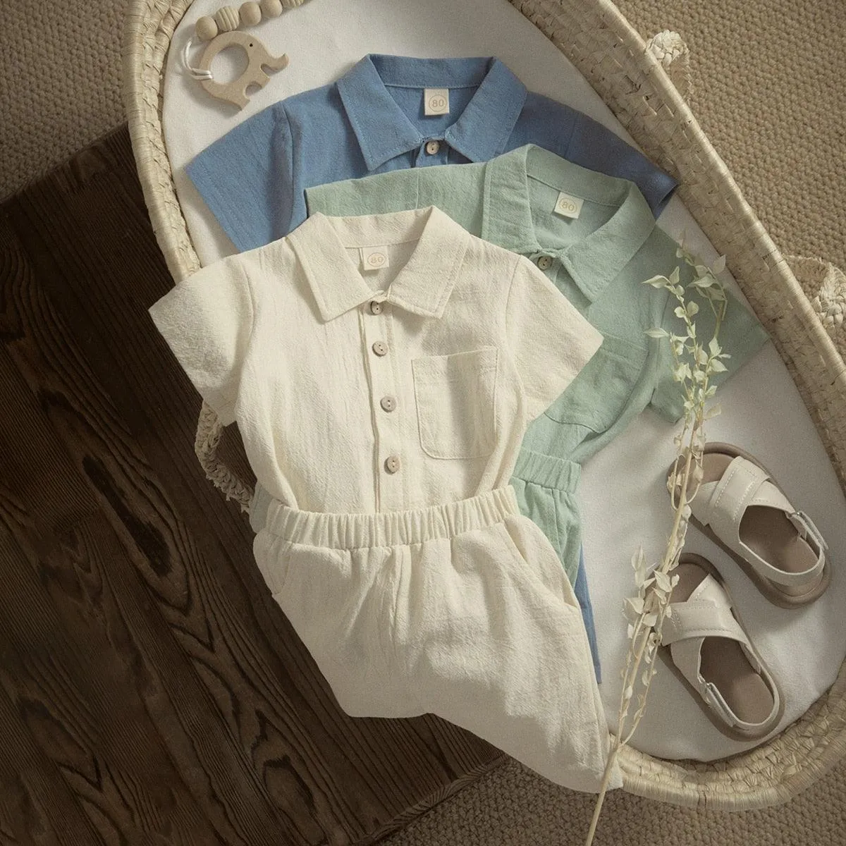 Button-Down T-shirt & Shorts Set