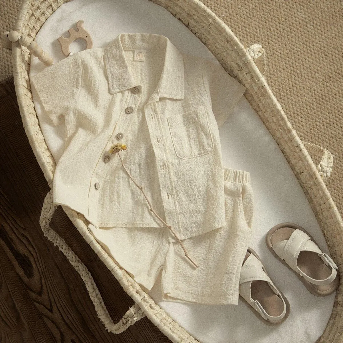 Button-Down T-shirt & Shorts Set