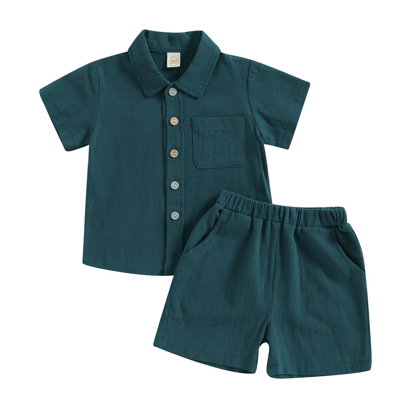 Button-Down T-shirt & Shorts Set