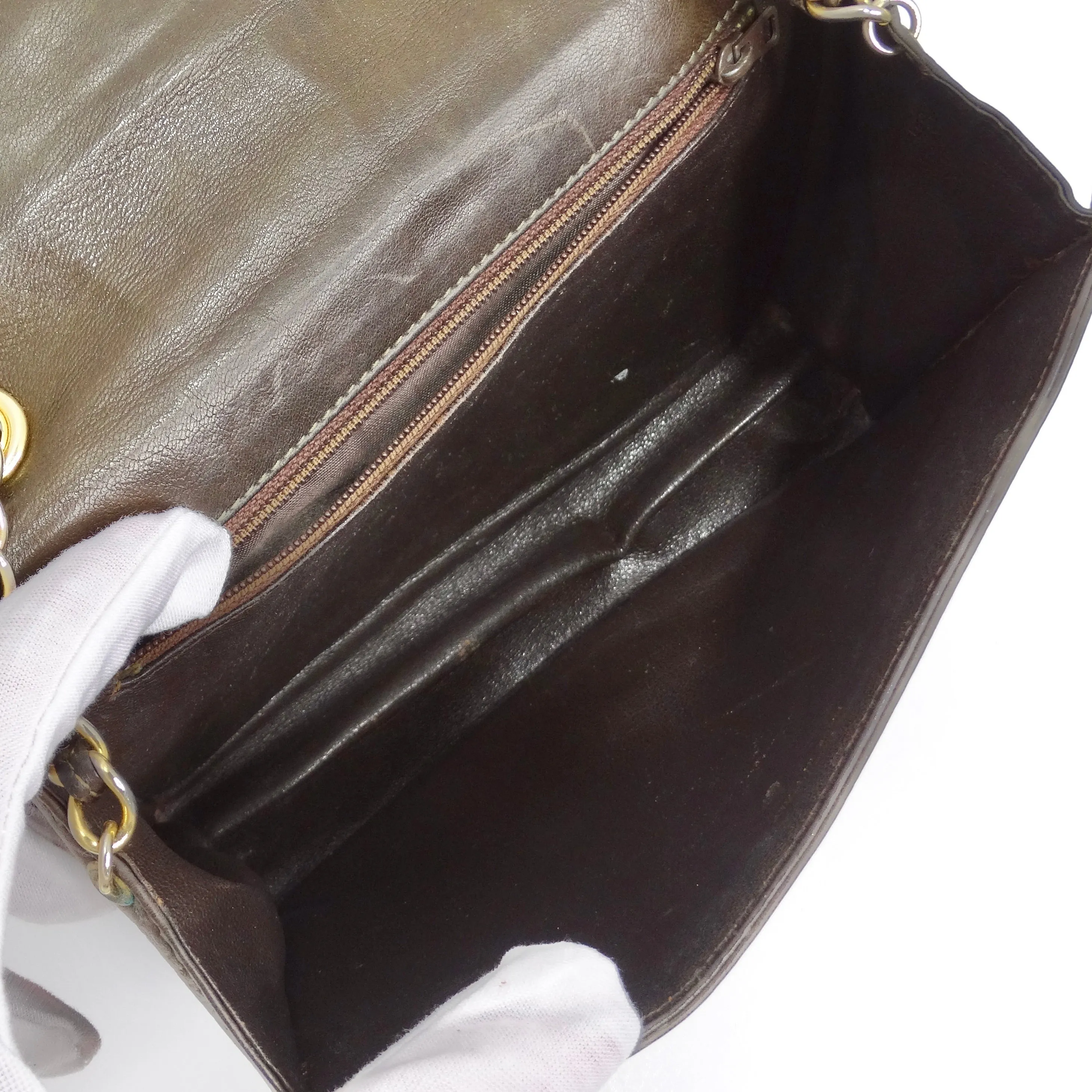 Chanel 1980s Brown Lambskin Crossbody Bag