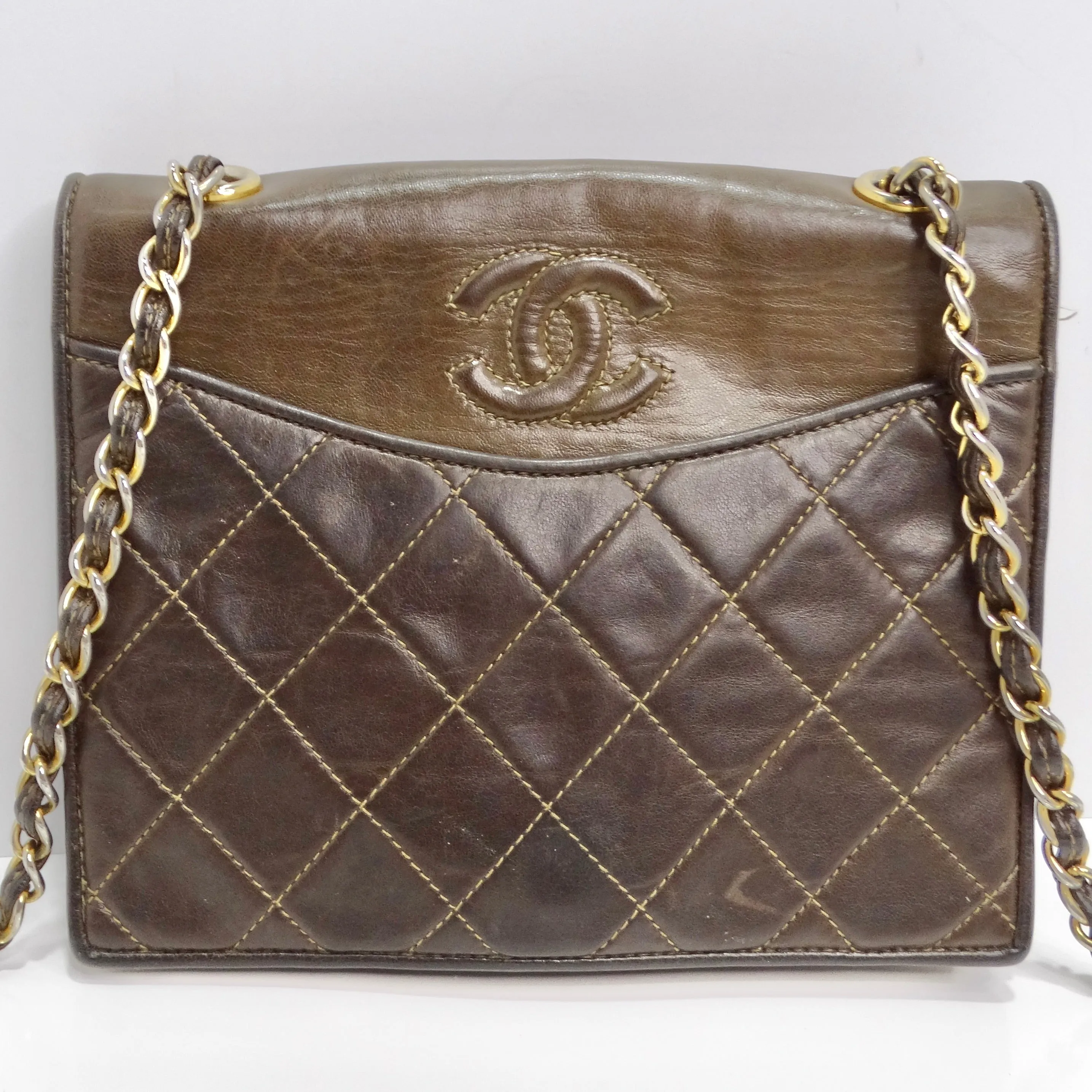 Chanel 1980s Brown Lambskin Crossbody Bag