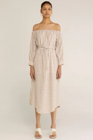 CHECK MATE OFF SHOULDER DRESS | CHECK