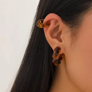 Chic 2 Pairs Leopard Twisted Ear Cuff Stud Earrings Set