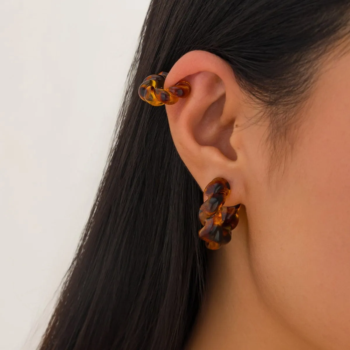 Chic 2 Pairs Leopard Twisted Ear Cuff Stud Earrings Set