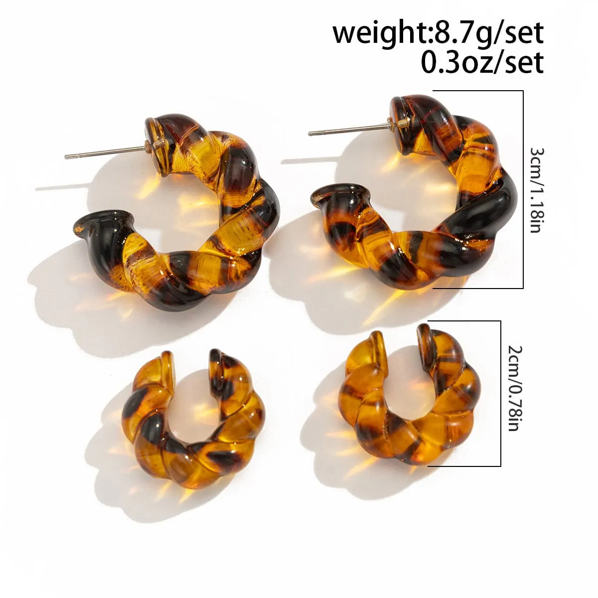 Chic 2 Pairs Leopard Twisted Ear Cuff Stud Earrings Set